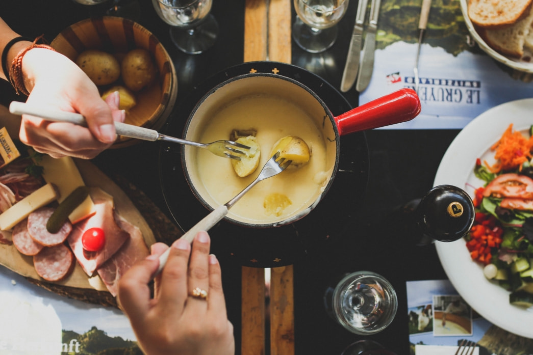 Gruyere cheese fondue. Culinary Arts Academy Switzerland